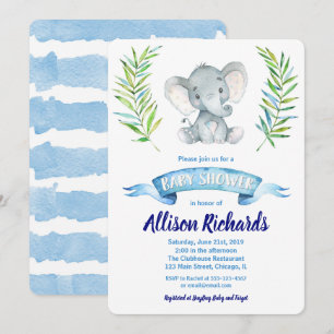 Invitación a la ducha de bebé elefante para la acu