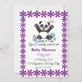 Invitación a la ducha de bebé en panda