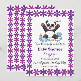 Invitación a la ducha de bebé en panda
