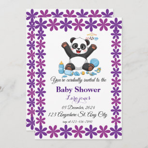 Invitación a la ducha de bebé en panda