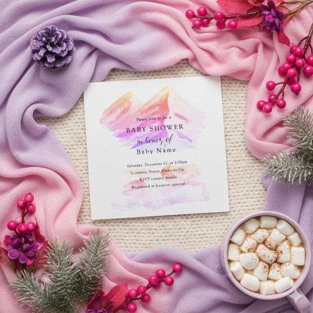 Invitación a la ducha de bebé en Winter wonderland (Winter wonderland colorful baby shower invitation.)