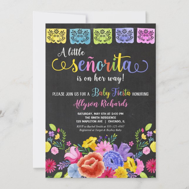 Invitación a la ducha de bebé Floral Fiesta (Anverso)