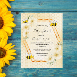 Invitación a la ducha de bebé florida de abeja de 