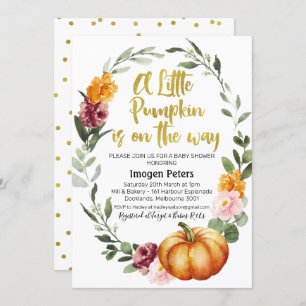 Invitación a la ducha de bebé florida de calabaza 
