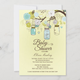 Invitación a la ducha de bebé florida de frasco az