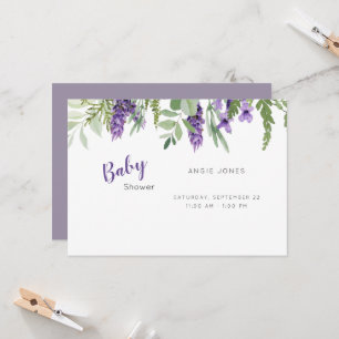 Invitación a la ducha de bebé Foliage Lavender