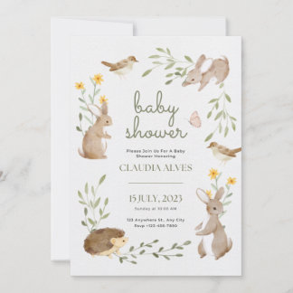invitación a la ducha de bebé linda jungla animale
