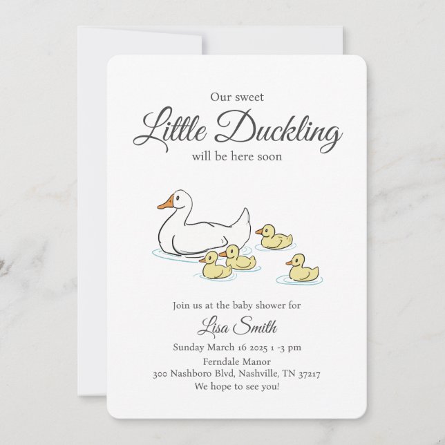Invitación a la ducha de bebé madre pato y ducklin (Anverso)