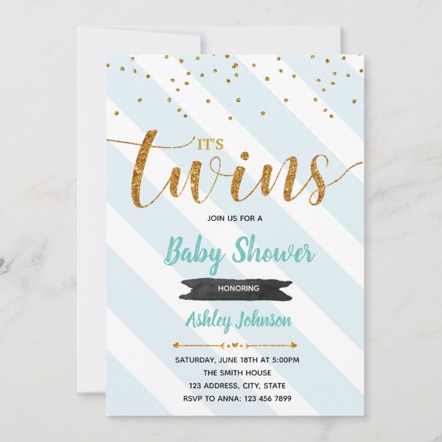 Invitación a la ducha de bebé mint (Anverso)