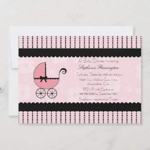 Invitación a la ducha de bebé, moderna y negra ros