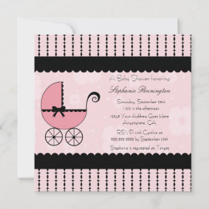 Invitación a la ducha de bebé, moderna y negra ros