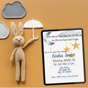 Invitación a la ducha de bebé Moon and Stars