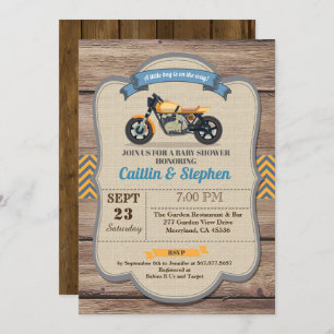 Invitación a la ducha de bebé moto retro Bicicleta