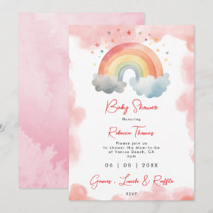 invitación a la ducha de bebé naranja arco iris ne