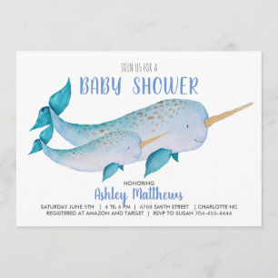 Invitación a la ducha de bebé Narwhal