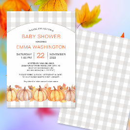 Invitación a la ducha de bebé neutra gingham de ot