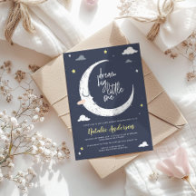 Invitación a la ducha de bebé para nubes, luna y e