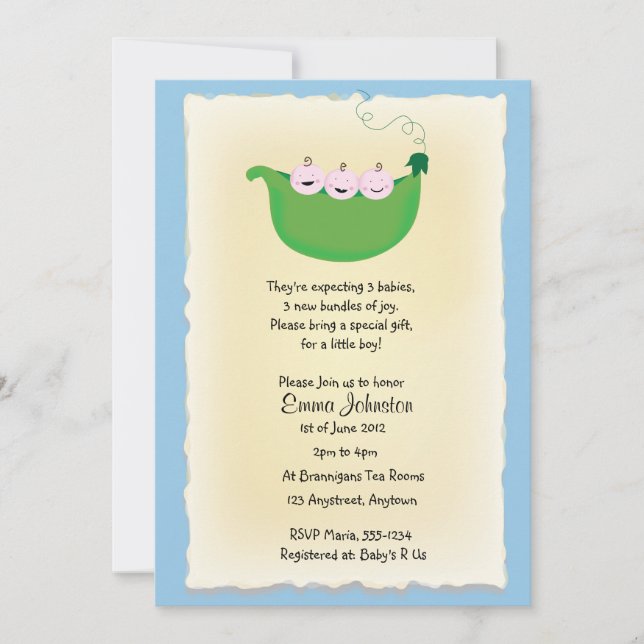 Invitación a la ducha de bebé "Peas in a Pod" (Anverso)