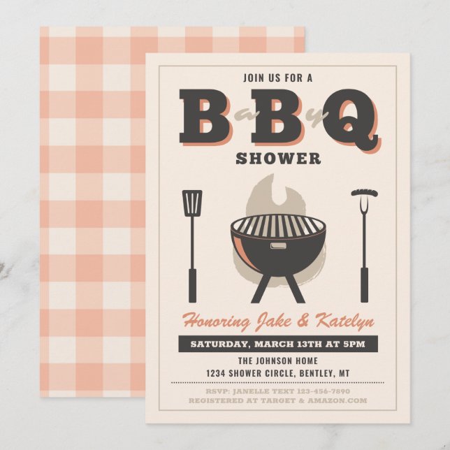 Invitación a la ducha de bebé Q | Invitaciones a B (Anverso / Reverso)