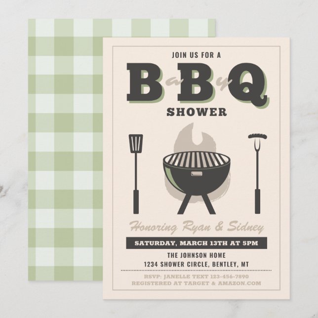 Invitación a la ducha de bebé Q | Invitaciones a B (Anverso / Reverso)