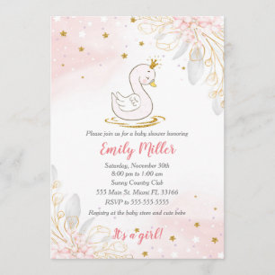 Invitación a la ducha de bebé rosa de oro de princ