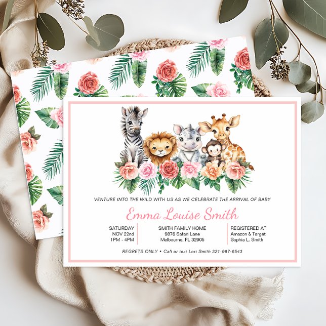 Invitación a la ducha de bebé Safari Jungle (Baby Shower Invite)