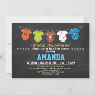 Invitación a la ducha de bebé Sólida Sport
