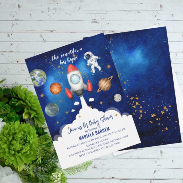 Invitación a la ducha de bebé Starry de Galaxy Spa (Subido por el creador)