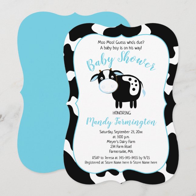 Invitación a la ducha de bebé vaquero de granja le (Anverso / Reverso)