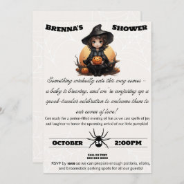 Invitación a la ducha de bebé Witchy Halloween