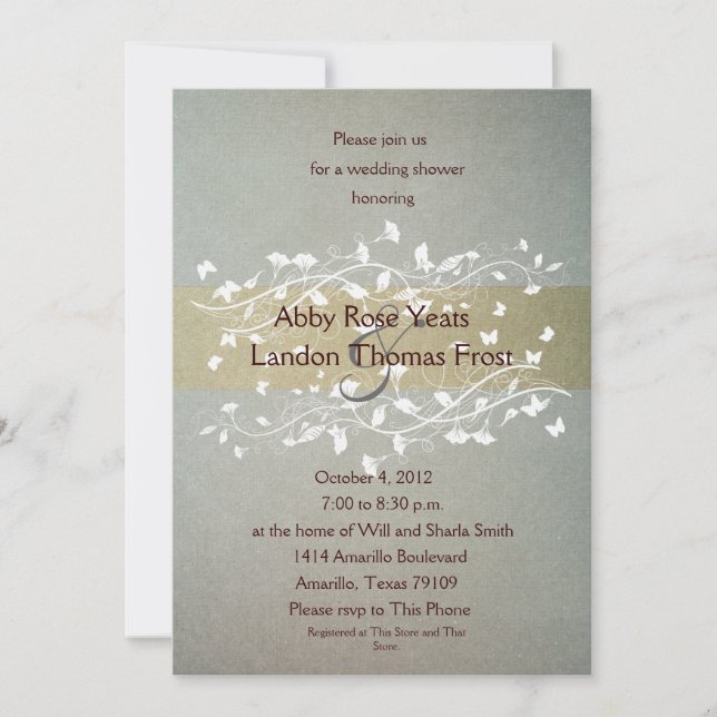 Invitación a la ducha de boda antigua (Anverso)
