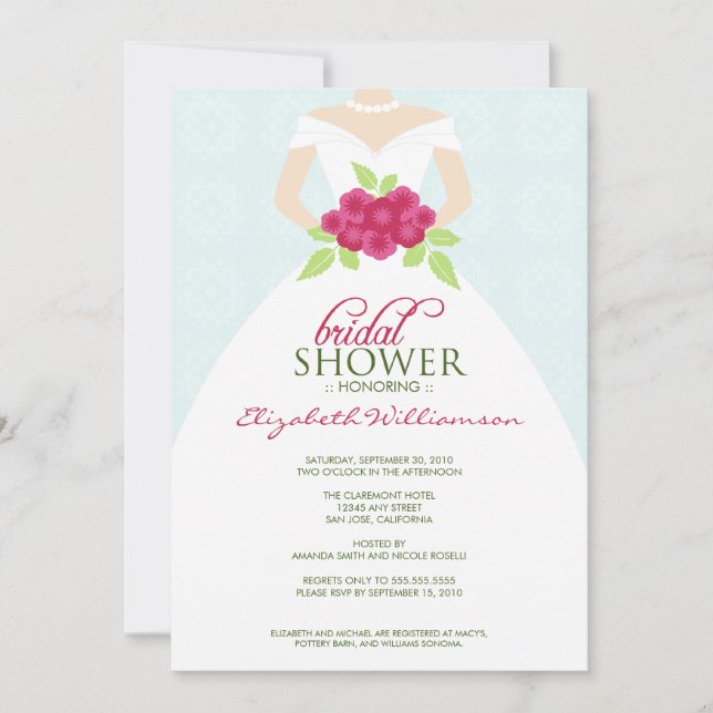 Invitación a la ducha de Boda (azul) (Anverso)