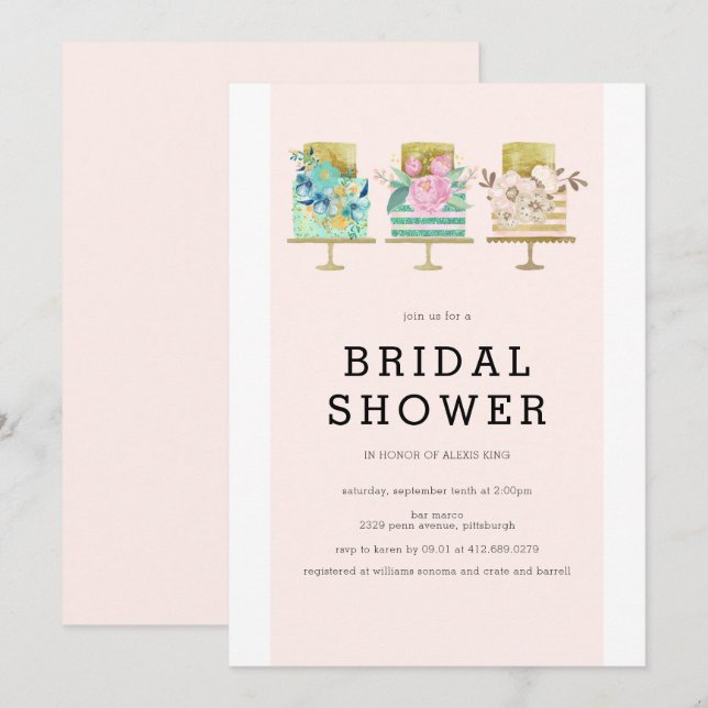Invitación a la ducha de boda Cake Bridal (Anverso / Reverso)
