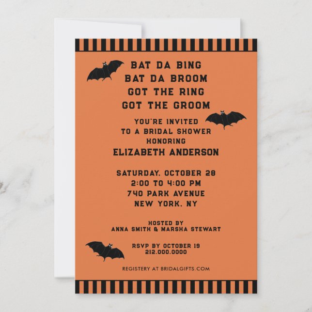 Invitación a la ducha de boda de Halloween (Anverso)