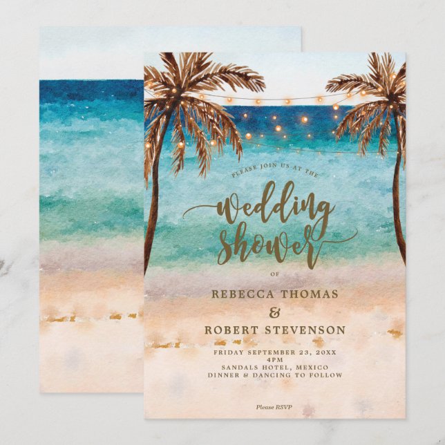 invitación a la ducha de boda de la escena tropica (Anverso / Reverso)