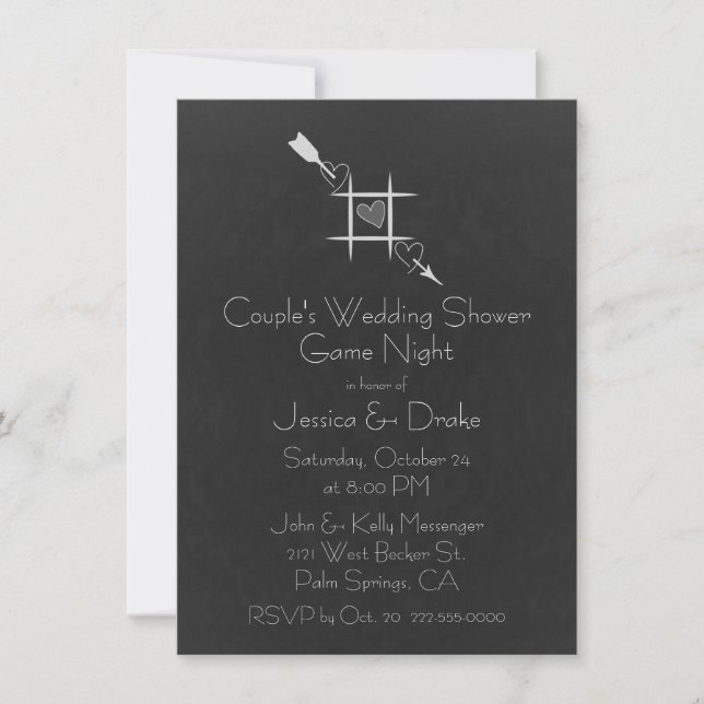 Invitación a la ducha de boda de la pareja de jueg (Anverso)