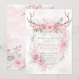 Invitación A La Ducha De Boda De Peony Deer Antler