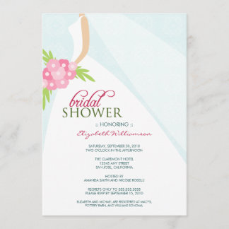 Invitación a la ducha de Boda Dress_2 (azul)