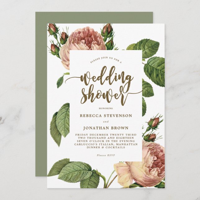 invitación a la ducha de boda floral botánica (Anverso / Reverso)