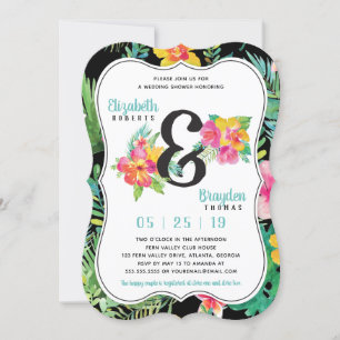 Invitación a la ducha de boda floral, tropical
