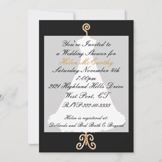 Invitación a la ducha de boda formal (Anverso)