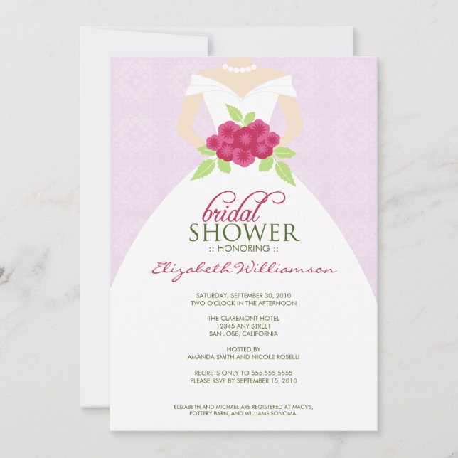 Invitación a la ducha de Boda (lavanda) (Anverso)