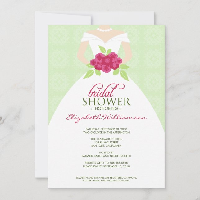 Invitación a la ducha de Boda (menta) (Anverso)