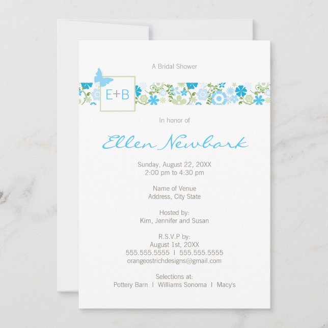 Invitación a la ducha de Boda o de novia (Anverso)