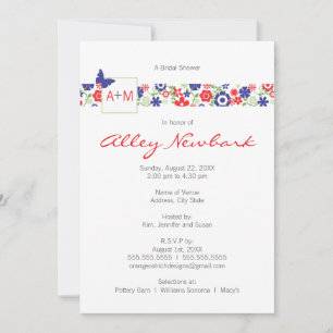 Invitación a la ducha de Boda o de novia Rojo y M
