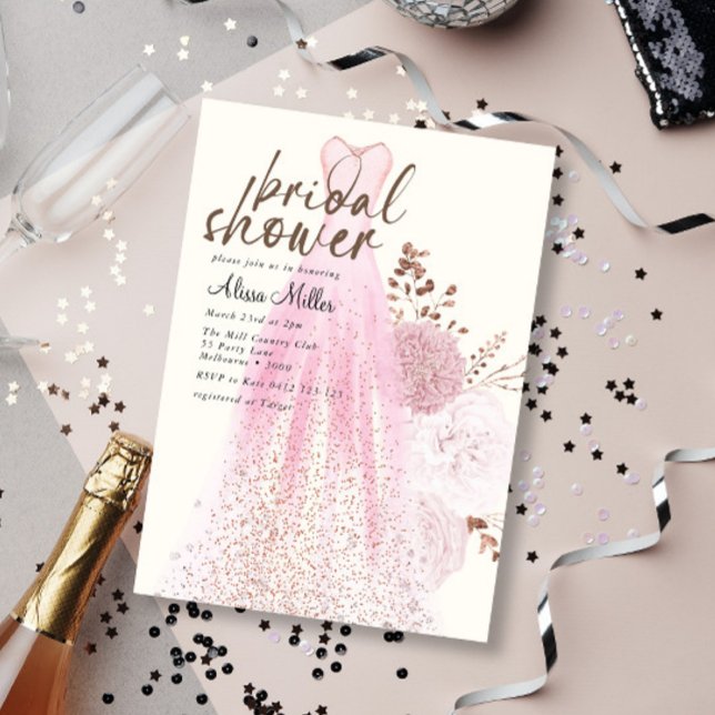 Invitación a la ducha de Boda rosado moderno (Subido por el creador)
