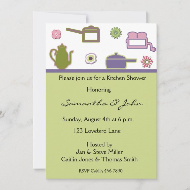 Invitación a la ducha de bodas de cocina (Anverso)