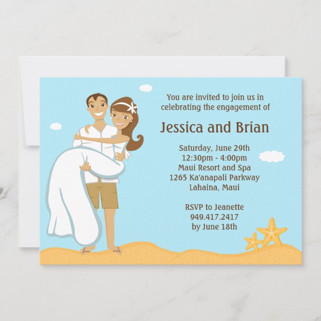 Invitación a la ducha de bodas de playa (Anverso)
