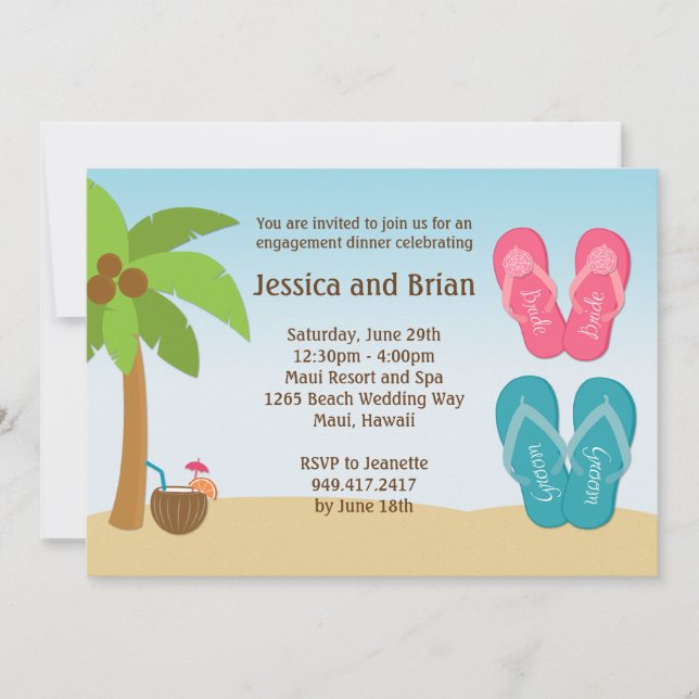 Invitación a la ducha de bodas de playa (Anverso)