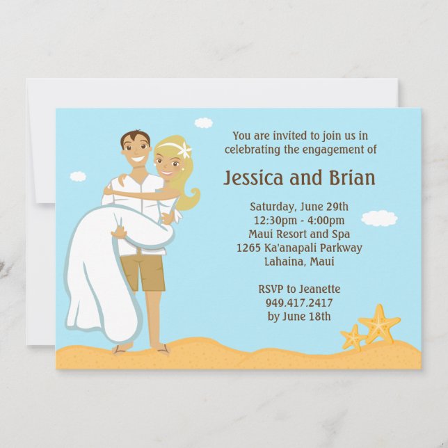 Invitación a la ducha de bodas de playa (Anverso)